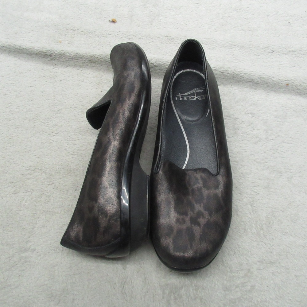 Dansko Womens 36 Loafers Brown Olivia Leopard Print Metallic Slip On Comfort